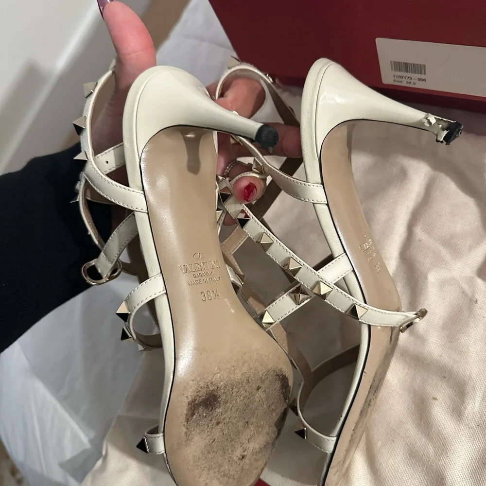 Valentino Garavani Rockstud Leather Heels Sandals Size EU 38.5 (Approx. US 8.5) - Picture 7 of 10